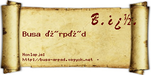 Busa Árpád névjegykártya
